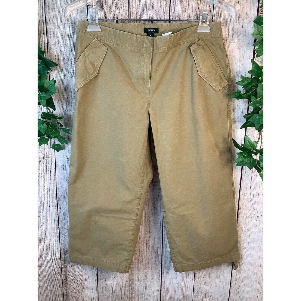 JCrew Womens Cropped Pants Size 4 Cotton Tan Low Fit Casual Pockets C